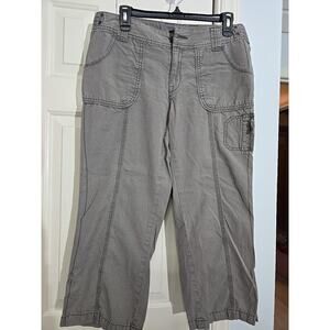 Eddie Bauer Blakley Fit Womens Cropped Pants Size 8 Gray Roll Tab Cuff